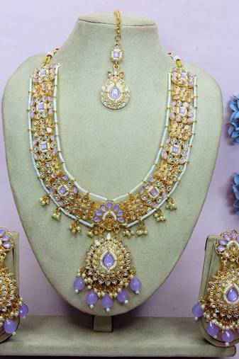 Purple designer premium festive wear necklace set