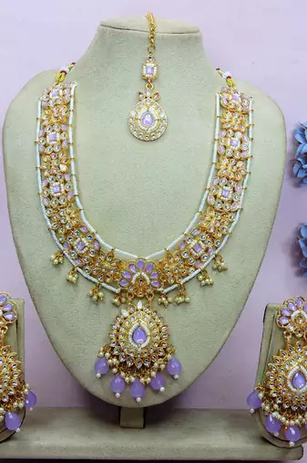 Purple designer premium festive wear necklace set