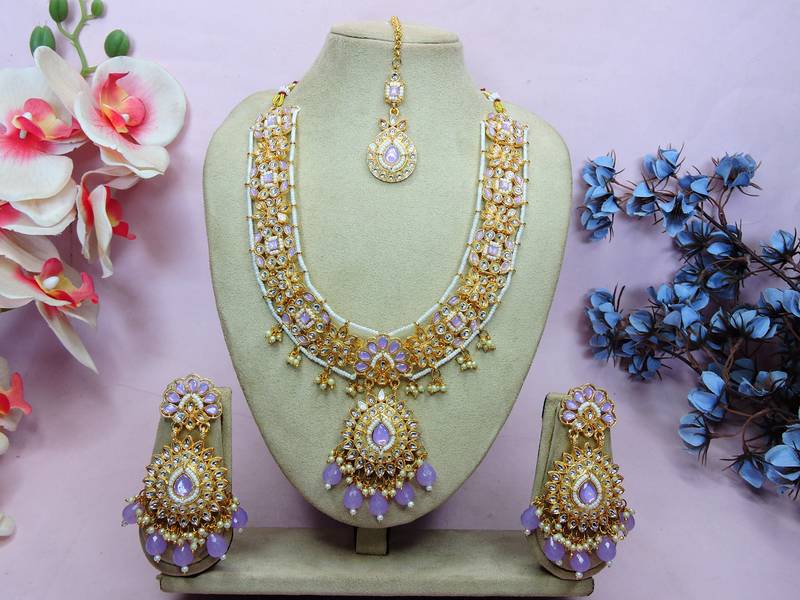 Purple designer premium festive wear necklace set