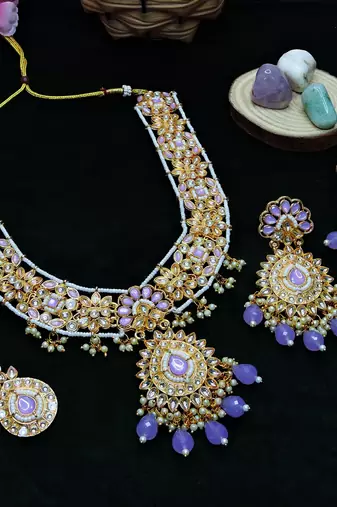 Purple designer premium festive wear necklace set