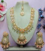 Pink designer premium festive wear necklace set