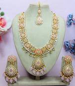 Pink designer premium festive wear necklace set