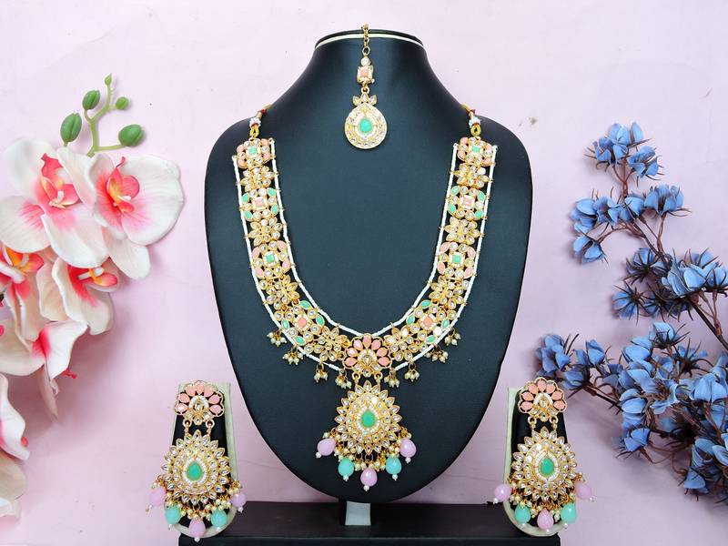 Multicolor designer premium festive wear necklace set