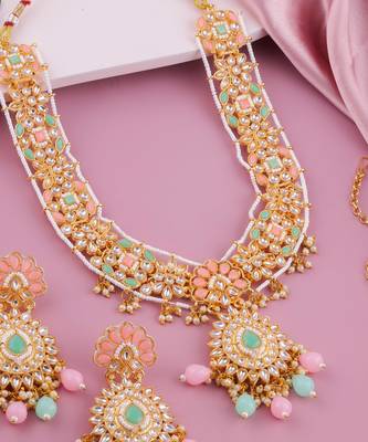Multicolor designer premium festive wear necklace set 2