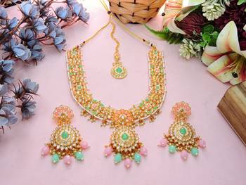 Multicolor designer premium festive wear necklace set 3