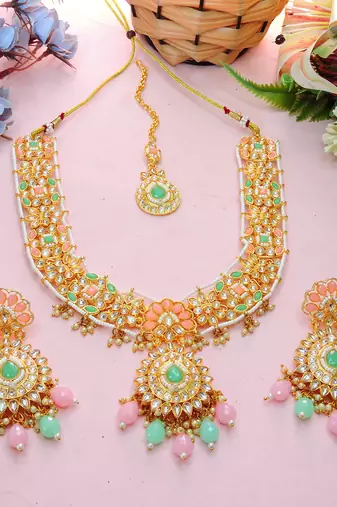 Multicolor designer premium festive wear necklace set