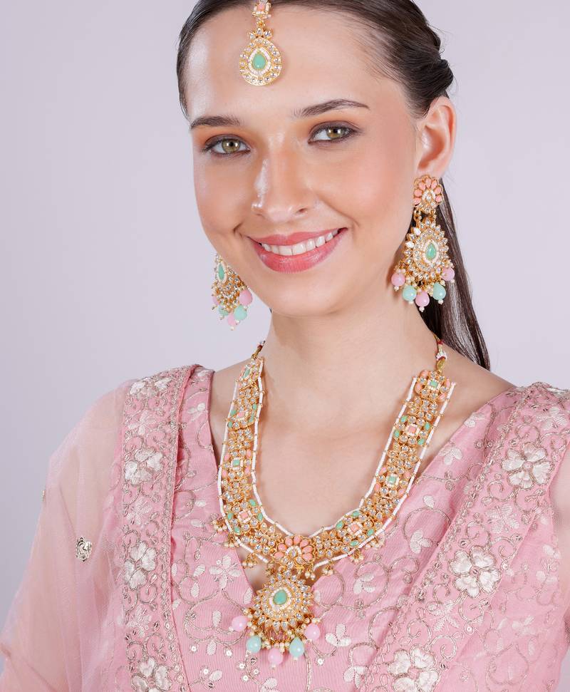 Multicolor designer premium festive wear necklace set