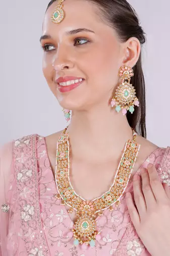 Multicolor designer premium festive wear necklace set
