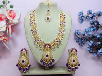 Purple designer premium festive wear necklace set 1