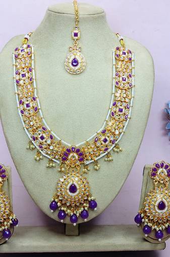 Purple designer premium festive wear necklace set
