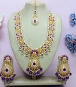 Purple designer premium festive wear necklace set