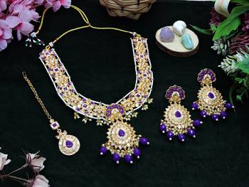 Purple designer premium festive wear necklace set 2