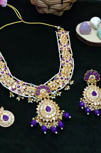 Purple designer premium festive wear necklace set