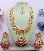 Red designer premium festive wear necklace set