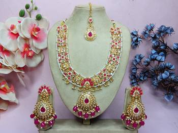 Red designer premium festive wear necklace set 1