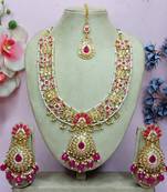 Red designer premium festive wear necklace set