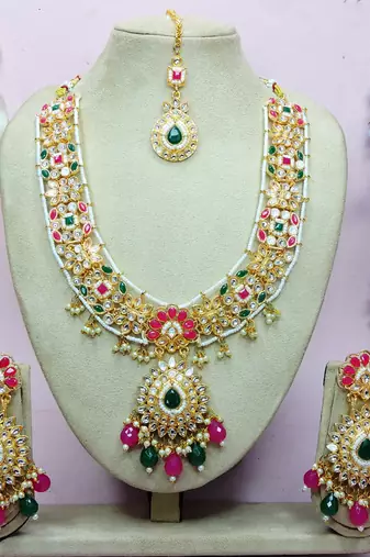 Red designer premium festive wear necklace set