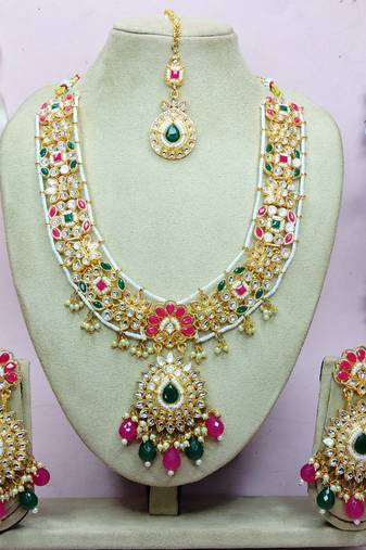 Multicolor designer premium festive wear necklace set