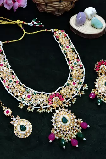 Multicolor designer premium festive wear necklace set