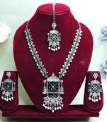 Green designer premium festive wear necklace set