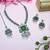Green designer premium festive wear necklace set