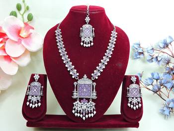 Purple designer premium festive wear necklace set 1