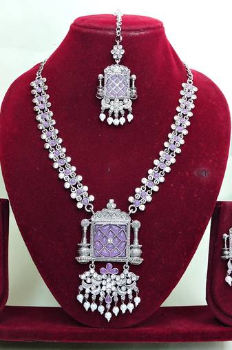 Purple designer premium festive wear necklace set