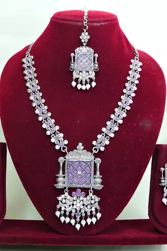 Purple designer premium festive wear necklace set