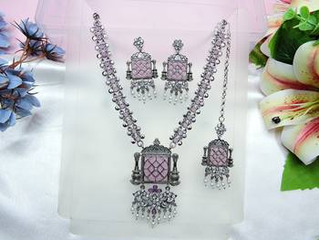 Purple designer premium festive wear necklace set 2