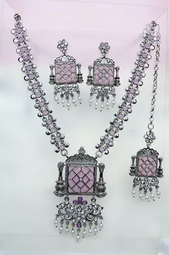 Purple designer premium festive wear necklace set