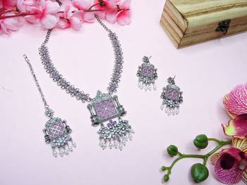 Purple designer premium festive wear necklace set 3