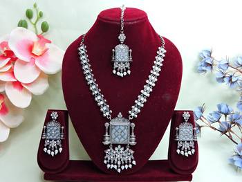 White designer premium festive wear necklace set 1