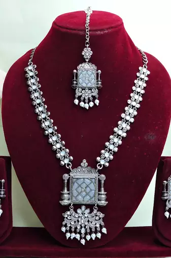 White designer premium festive wear necklace set