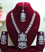 White designer premium festive wear necklace set