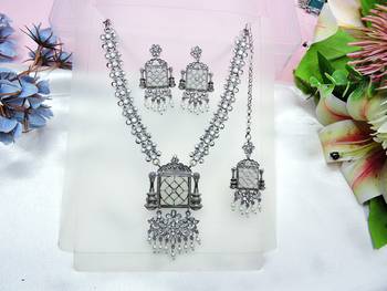 White designer premium festive wear necklace set 2