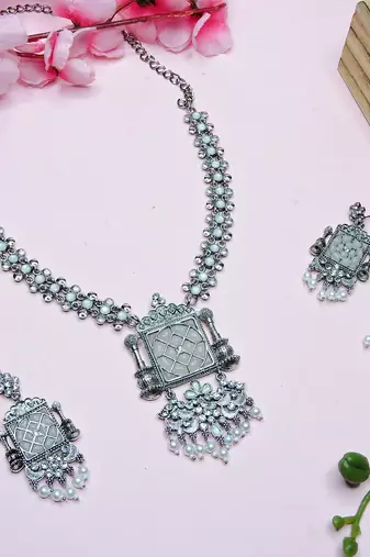 White designer premium festive wear necklace set