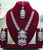 Pink designer premium festive wear necklace set