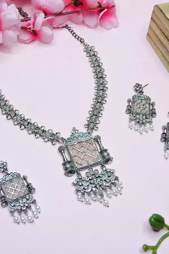 Pink designer premium festive wear necklace set