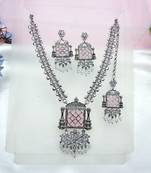 Pink designer premium festive wear necklace set