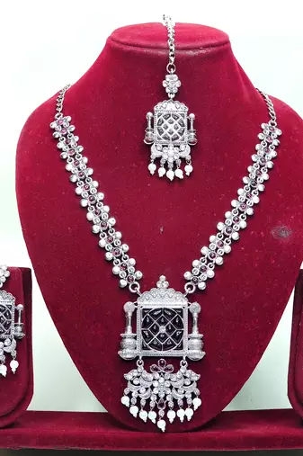 Purple designer premium festive wear necklace set