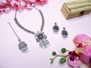 Purple designer premium festive wear necklace set 2