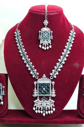 Turquoise designer premium festive wear necklace set