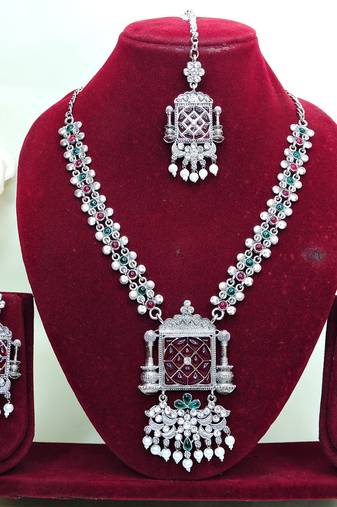 Multicolor designer premium festive wear necklace set