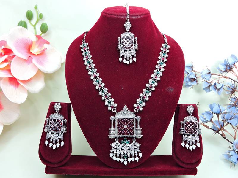 Multicolor designer premium festive wear necklace set