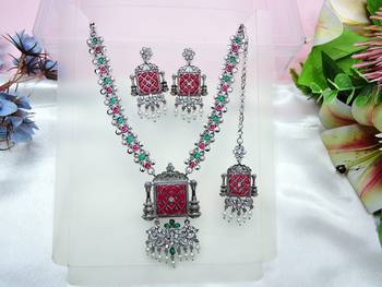 Multicolor designer premium festive wear necklace set 2
