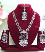 Red designer premium festive wear necklace set