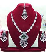 Green designer premium festive wear necklace set
