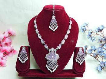 Purple designer premium festive wear necklace set 1