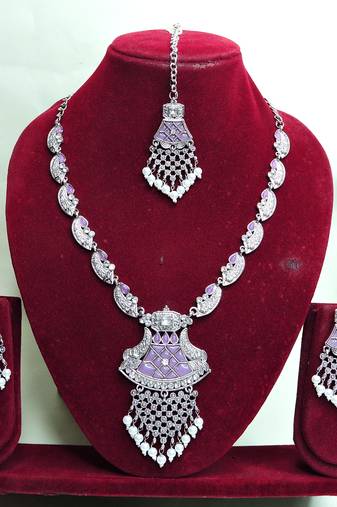 Purple designer premium festive wear necklace set