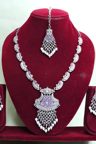 Purple designer premium festive wear necklace set
